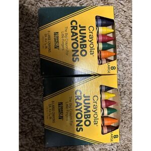 NOS 1980's Vintage Crayola Jumbo Crayons Unused 8 Count Box Binney & Smith PR